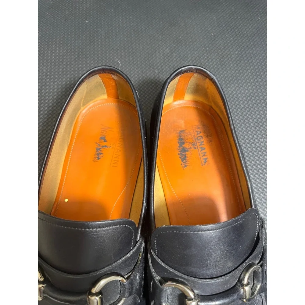 Magnanni Horse Bit Loafers Mens 12 Black Leather Dress Shoes Spain Neiman Marcus